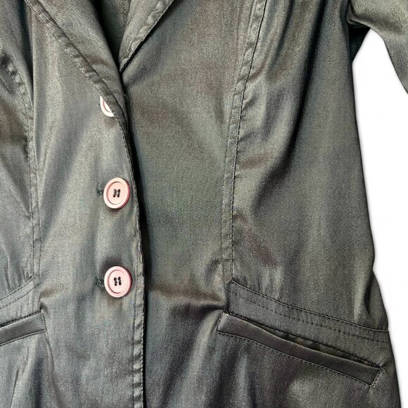 Vintage La Belle Y2K Metallic Silver Trench Coat - Picture 4 of 7